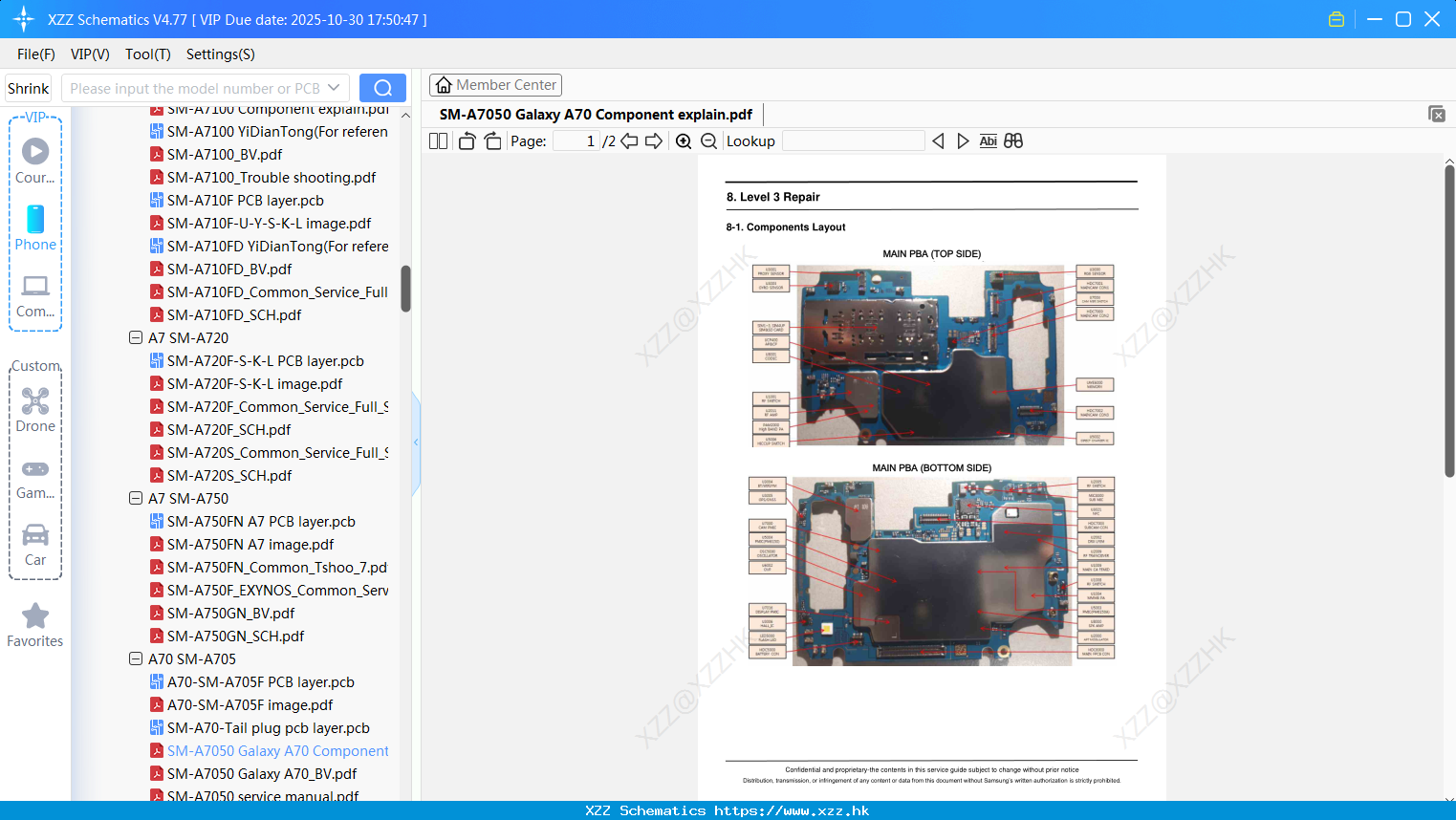 Samsung SM-A7050 Galaxy A70 Component Explain